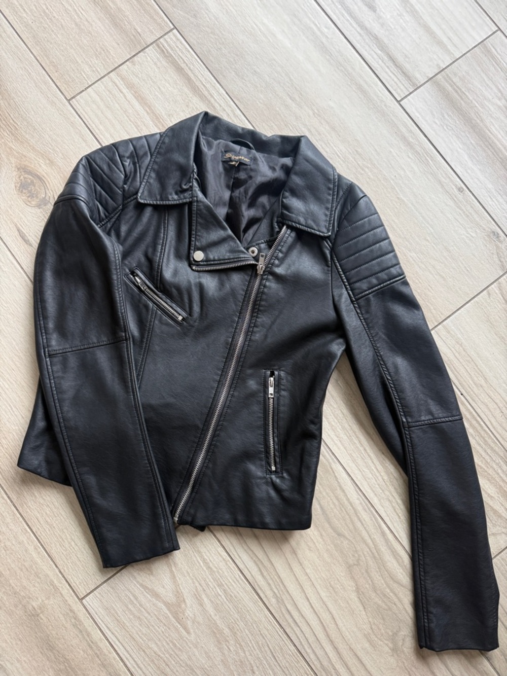 Shinestar Black Quilted Leather Moto Jacket